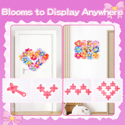 Flower Craft Kit for Kids, DIY Make Your Own Flower Bouquet Set with Reusable Felt Flowers, Arts and Crafts Gift for Girls Boys Ages 4-10