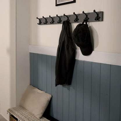 WEBI Rustic Coat Rack Wall Mount,5 Cast Iron Hooks,Coat Hooks Wall Mounted,Heavy Duty Antique Vintage Hooks for Hanging Coats,Jacket,Clothes,Gray