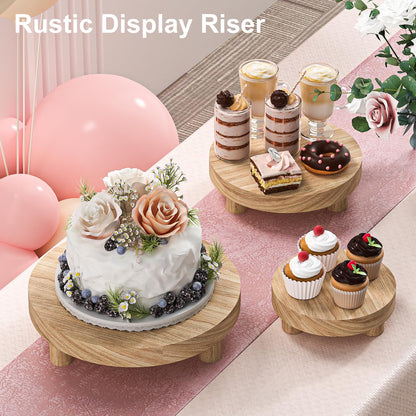 3 Pcs Wood Plant Stand Indoor Outdoor, Round Wood Riser for Decor 6/8/10" Wooden Stool Display Stand Flower Pot Holder Small Planter Tray Modern Potter Decorative for Desktop Counter Room (Natural)