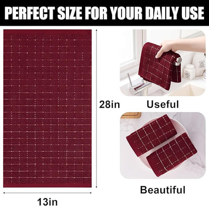 Homaxy 100% Cotton Terry Kitchen Towels, Checkered Designed, Soft and Super