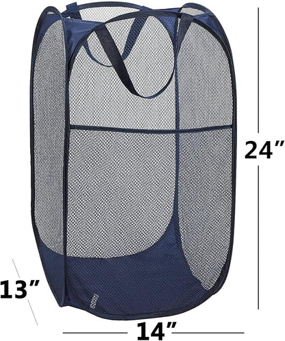 2 Pack Laundry Basket, Foldable Mesh Pop-up Laundry Hamper