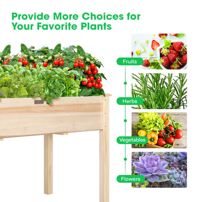 VIVOSUN Elevated Wooden Raised Garden Bed, 48 x 24 x 30 Inches, Outdoor Wood Planter Box w Bed Liner and Gloves for Garden, Patio, Balcony, Backyard and Outdoors, 220-Pound Capacity