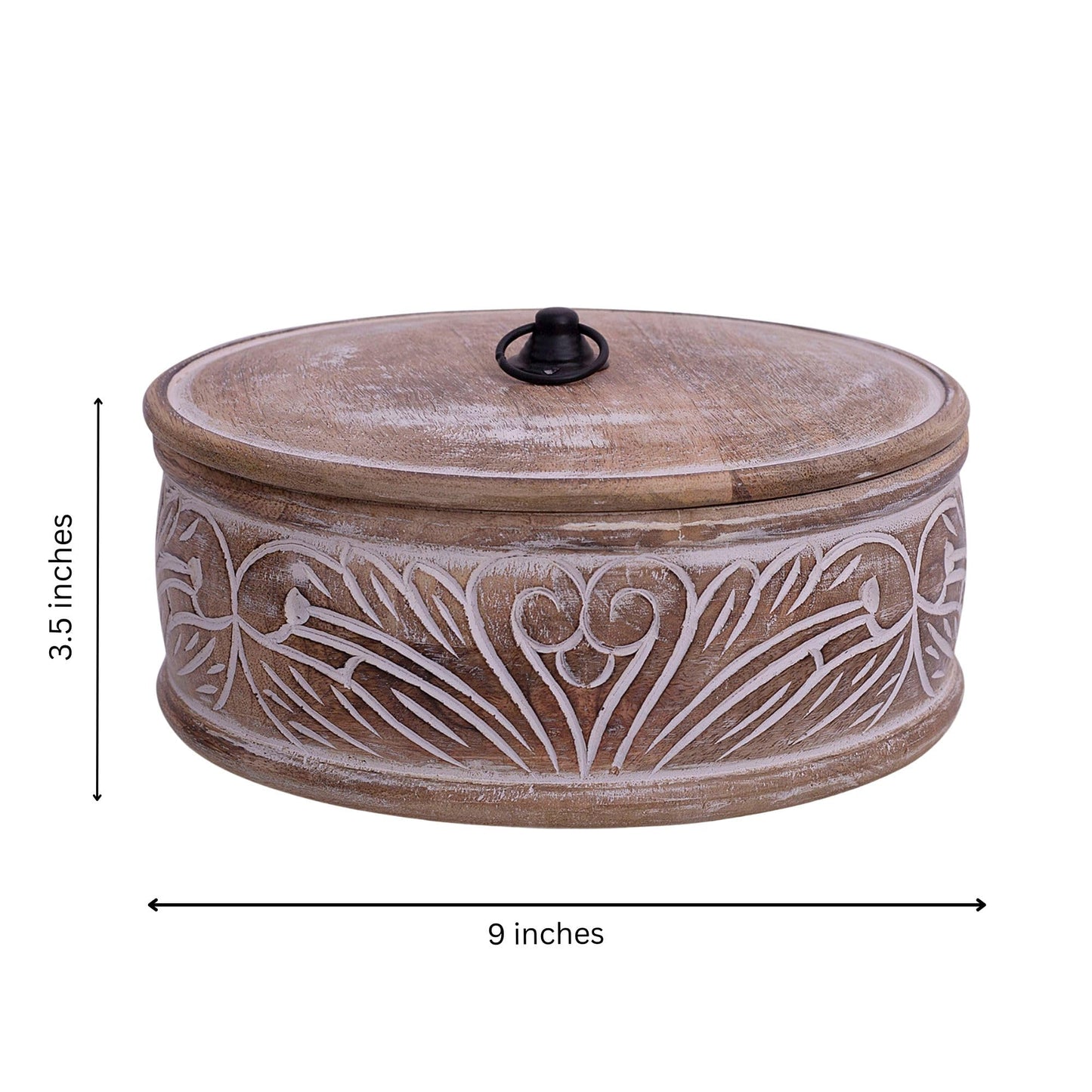 Handcrafted Wooden Mexican Tortilla Warmer Basket Indian Chapati Roti Bread Holder Box Pancake Keeper Serveware Hot Pot Casserole Dish With Lid Home Kitchen Dining Decor, Natural Brown, 9 x 3.5 Inches