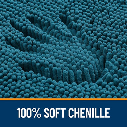 OLANLY Large Bathroom Rugs 44x32, Extra Soft Absorbent Chenille Bath Rugs, Rubber Backing Quick Dry, Machine Washable Bath Mats for Bathroom Floor, Tub and Shower, Home Decor Accessories, Peacock Blue