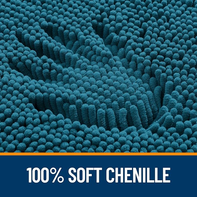 OLANLY Toilet Rugs U-Shaped 20x20, Extra Soft Absorbent Chenille Contour Bathroom Rugs for Toilet, Dry Quickly, Machine Washable, Non-Slip Bath Mat, Peacock Blue