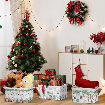 4 Pack Christmas Storage Bin Collapsible Large Christmas Storage Baskets