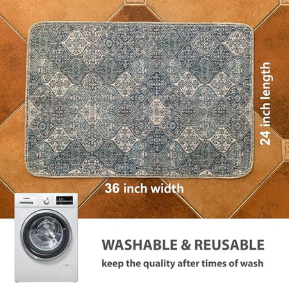 nunubaby Washable Pee Pads for Dogs, Stylish, Non-Slip and Leak-Proof Pee Pads. Reusable Potty Pads for Dogs for Crates and Floors.(Blue/Multi, 24" x36" )