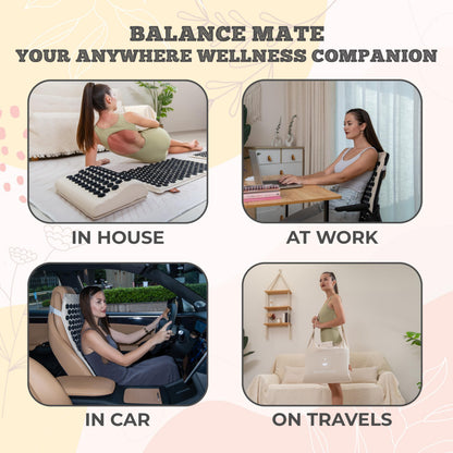 BalanceMate® Acupressure Mat Set with 6,210 Pressure Points for Pain Relief and Relaxation Kit for Back, Neck, and Sleep – Yoga and Meditation Pillow (Soft Cream)