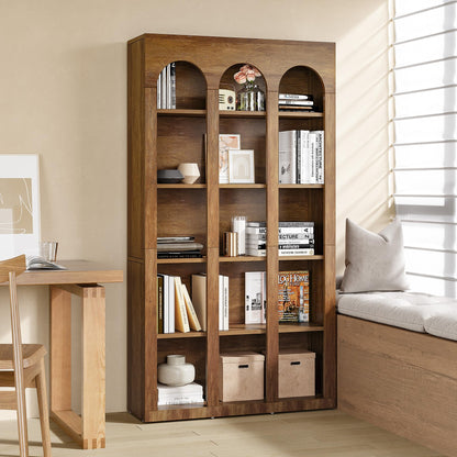 LITTLE TREE 5-Tier Bookshelf, 70.8-in Tall Bookcase with Open Shelves, Wooden Display Bookshelves and Bookcases, Vintage Display Book Shelf for Bedroom, Living Room, Office, Brown