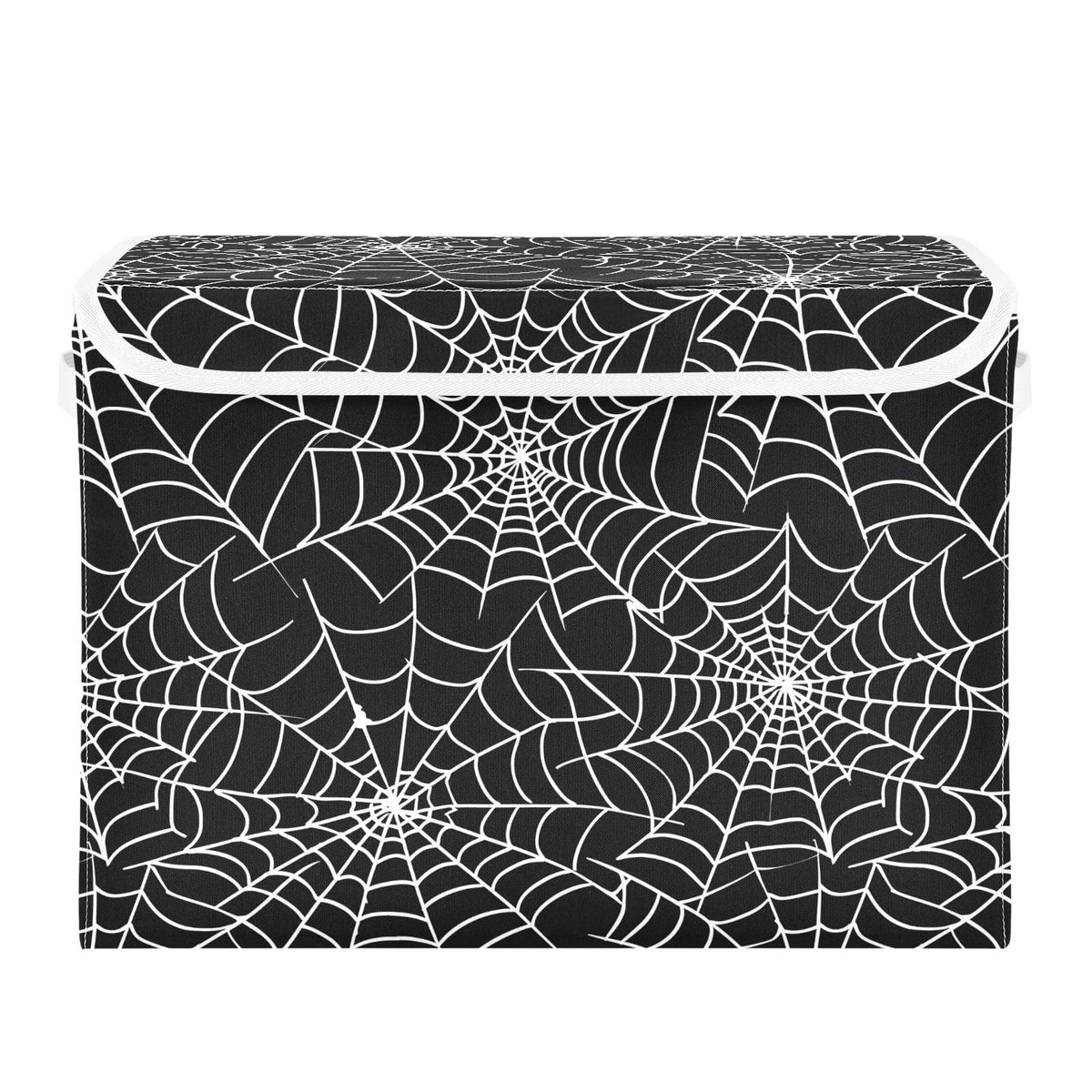 Bolaz Storage Bins with Lids and Handles,Halloween Gray Spider Web Storage Box Basket with Cover Collapsible Organizer Containers for Home Closet, Shelves