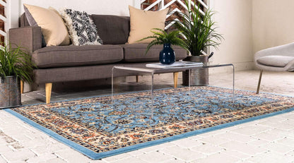 Unique Loom Sialk Hill Collection Area Rug - Washington (4' 1" x 6' 1" Rectangle, Light Blue/ Navy Blue)
