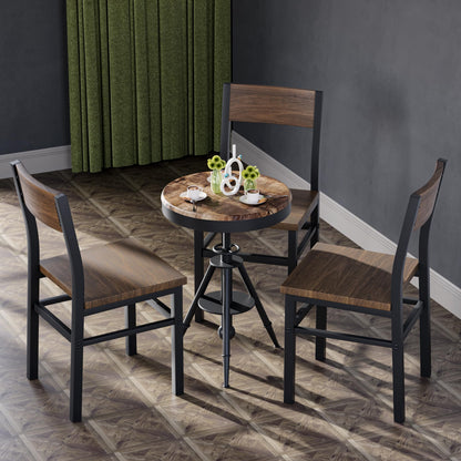 MECHYIN Dining Chairs Set of 4, Rustic Wood Dining Room Chairs with Thickened and Strengthened Metal Steel Frame & Slat Back, Modern Farmhouse Chair for Kitchen, Dining Room (4, Nut-Brown)