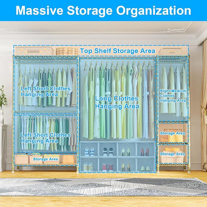 Ulif E10 Clothes Rack（With Stretchable Hanger Rod）Freestanding Clothing Racks