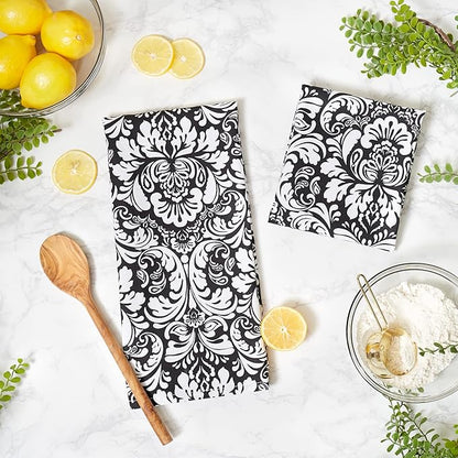 DII Cotton Dish Towel Set Damask Print