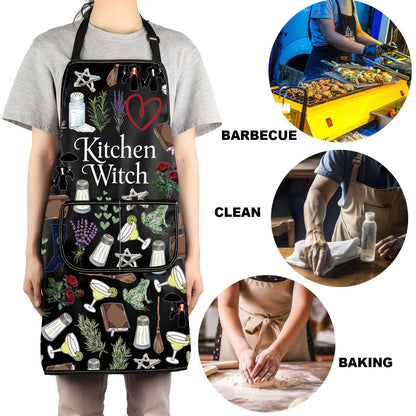 JNIAP Witches Kitchen Apron Salt Rosemary Lavender Love Gifts Magic Witchcraft Apron Witchy Gothic Gifts Witches Apron (witch ap)