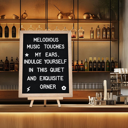 Felt Letter Board with 402 Letters, Numbers & Symbols - 12 x 16 inch Large Changeable Message Board with Wooden Frame Wall Mount Hook, 2 Canvas Bags, Wood Stand (Black)