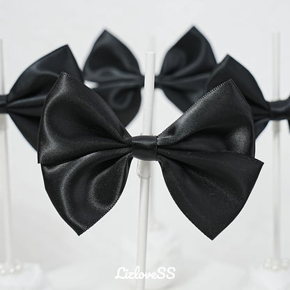 LIZLOVESS Black Self Adhesive Satin Ribbon Bows for Gift Wrapping 3.5 Inch Premade Black Stick on Bows for Crafts, Wedding Decor, Birthday Party Decoration, Baby Shower, Treat Bags (36 Pack)