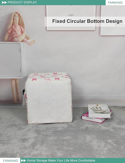 FANKANG Square Nursery Hamper Storage Bins Canvas Laundry Basket Foldable