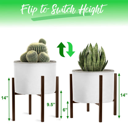 Sorbus Adjustable Metal Plant Stand – Mid Century Style Flower Pot Holder, 10 to 16 Inches Planter Stand for Modern Home Décor, Houseplants – Plant & Pot NOT INCLUDED (Brown, 2 Pack)