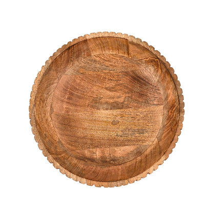 Mahasu Fruit Bowl Mango Wood Elevated Decorative Centerpiece | Natural Wooden Serving Dish for Kitchen Counter (12" x 12" x 4.75")