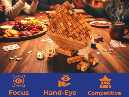BSIRI Wooden Balance Stacking Tower - Classic Family Game Night for Adults & Seniors Stacker Blocks Table Fun Board Games for Party Balancing Drop Stack Building Block Toys for Gifts Set Towerstack