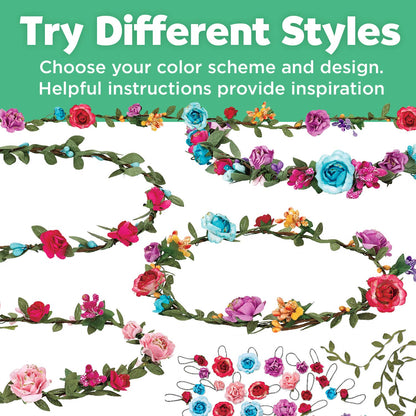 Creativity for Kids Flower Crowns Craft Kit - Create 4 Hair Accessories & Spring Crafts (Ages 7+)