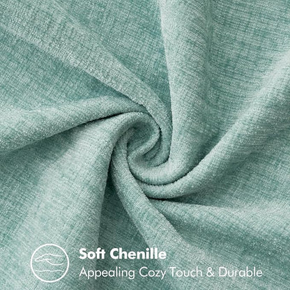 MIULEE Pack of 2 Summer Throw Pillow Covers 18x18 Inch Coastal Light Blue Farmhouse Cottage Decorative Pillow Covers Stitched Edge Soft Chenille Pillow Covers for Couch Sofa Bed Living Room,Aqua Haze