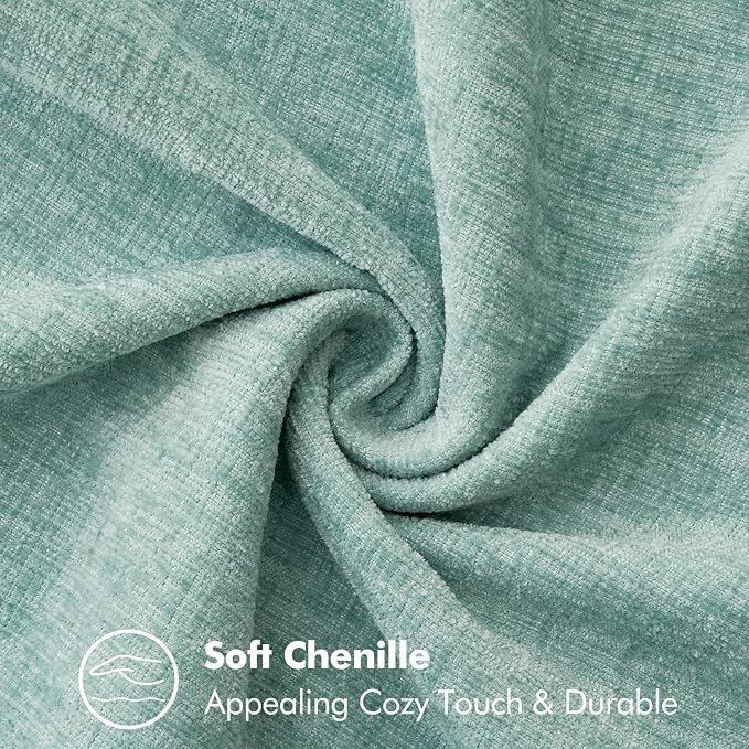 MIULEE Pack of 2 Summer Throw Pillow Covers 20x20 Inch Coastal Light Blue Farmhouse Cottage Decorative Pillow Covers Stitched Edge Soft Chenille Pillow Covers for Couch Sofa Bed Living Room,Aqua Haze