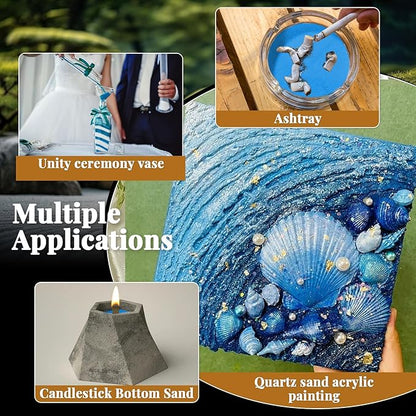 RAINFLOW 15 OZ Fine Blue Sand for Crafts - Colored Quartz Zen Garden Sand Decorative for Vases Filler, Wedding Unity Ceremony, Incense Burner, Ritual Incense