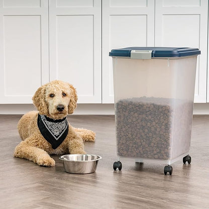 IRIS USA Dog Food Storage Container, Attachable Wheels,