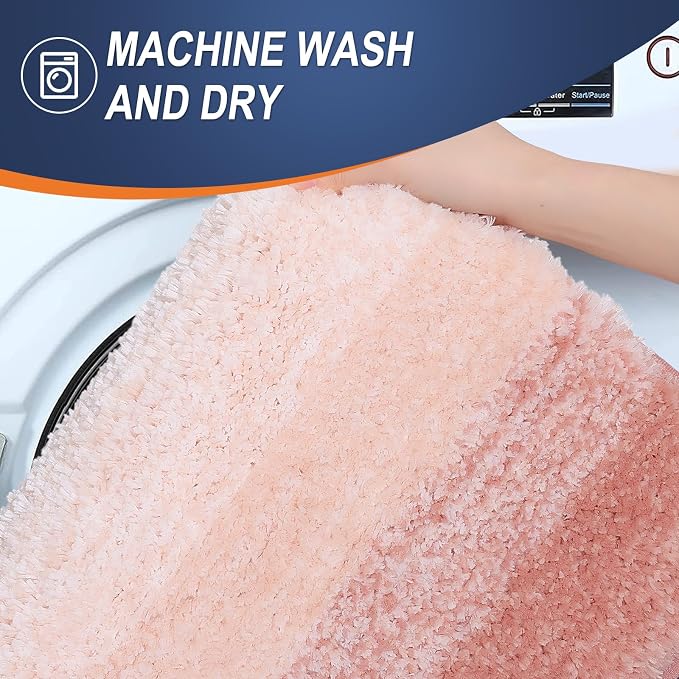 OLANLY Bathroom Runner Rugs Mat 47x17, Extra Soft Absorbent Microfiber Bath Rugs, Rubber Backing, Quick Dry, Washable Long Bath Mats for Bathroom Floor, Tub and Shower, Home Decor Accessories, Peach