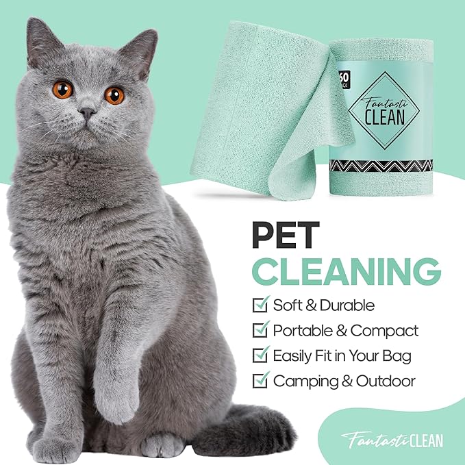 Fantasticlean Microfiber Cleaning Cloth Roll -60 Pack, Tear Away Paperless