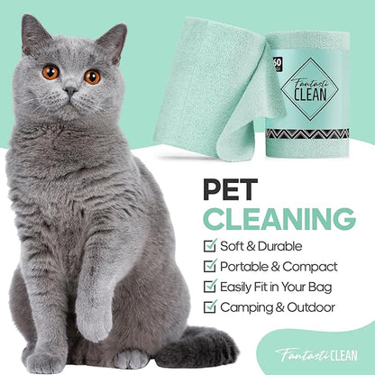 Fantasticlean Microfiber Cleaning Cloth Roll -60 Pack, Tear Away Paperless