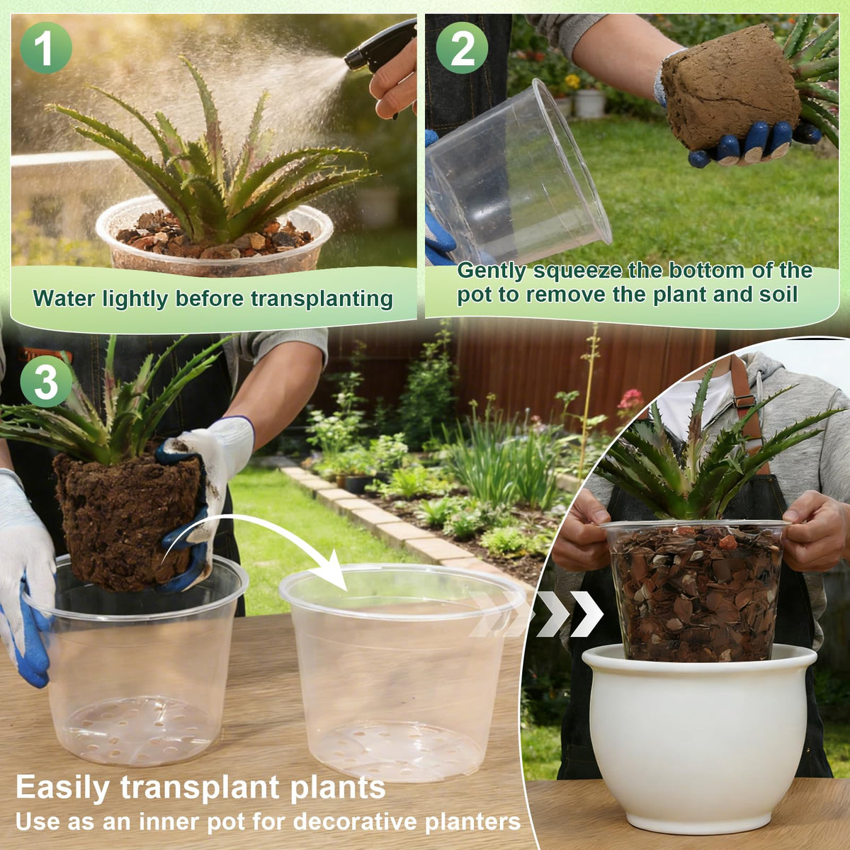 GUGEMEI 3/4/5/6 Inch Nursery Pots, 20 Pack Clear Nursery Pots with Drainage Holes, Durable Plastic Clear Pots for Plants Indoor and Outdoor, Seedling Pots for Shrubs, Herbs, Flowers, Vegetables