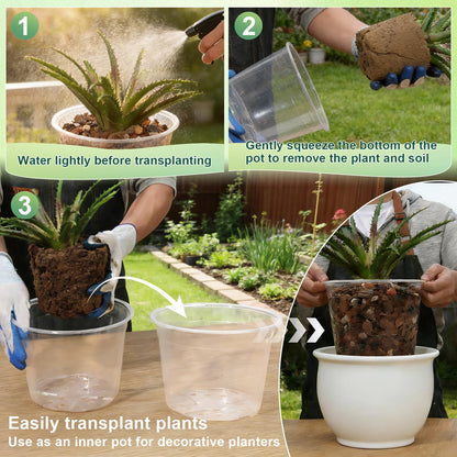GUGEMEI 3/4/5/6 Inch Nursery Pots, 20 Pack Clear Nursery Pots with Drainage Holes, Durable Plastic Clear Pots for Plants Indoor and Outdoor, Seedling Pots for Shrubs, Herbs, Flowers, Vegetables
