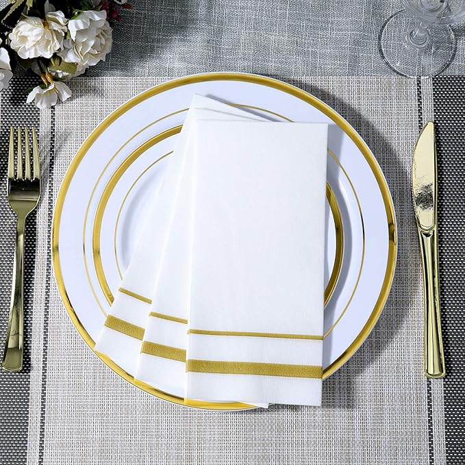 FOCUSLINE 200 Linen Feel Disposable Bathroom Napkins, Soft and Absorbent Paper