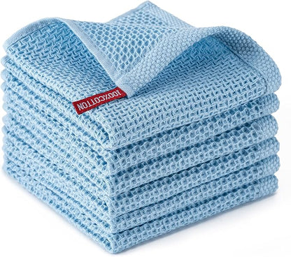 BOOMIBOO 6-Pack Kitchen Dish Cloths, 100% Cotton Waffle Weave, Ultra Soft