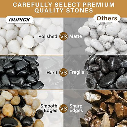 NUPICK 3lb White River Rocks for Plants Indoor, 1-2Inch Pebbles for Vases Fillers, Decorative Gravel for Fish Tank, Natural Polished Stones for Succulent, Bonsai, Landscaping, Bird Baths