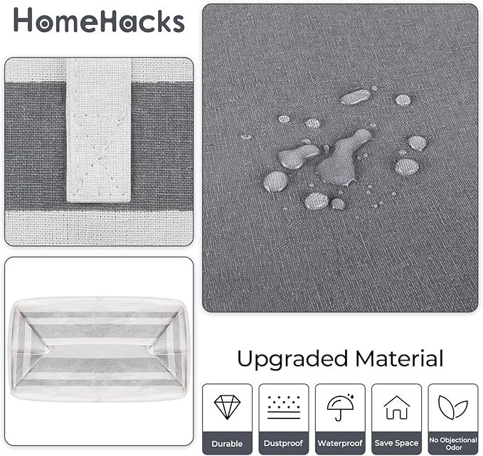 HomeHacks 4-Pack Large Laundry Basket, Waterproof, Freestanding Laundry Hamper