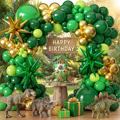 KARLURE Green and Gold Balloon Arch Kit with Stars, Emerald Green and Gold Party Decorations for 2026 Graduation Prom World Cup Birthday Baby Shower Dinosaur Jungle Party Supplies