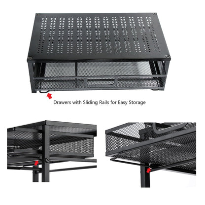 Mknana Metal Computer Stand for Desk,Monitor Riser with Drawer ,Desktop Stand for Laptop,Printer and Monitor,Black