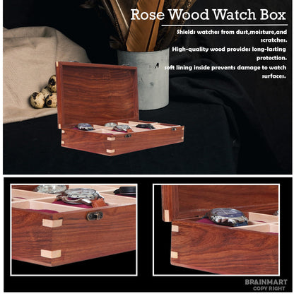 Brainmart Wooden Watch Box for Men & Women, Premium Watch Organizer Case with Wood Top, Durable Storage Holder for Watches, Elegant Gift for Collectors & Enthusiasts (12 Slot)