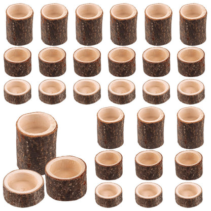 MAHIONG 30 Pack Tea Light Candle Holders, 3 Sizes Rustic Wooden Votive Tealight Holders Set for Table Centerpiece, Wedding Party, Home Decor