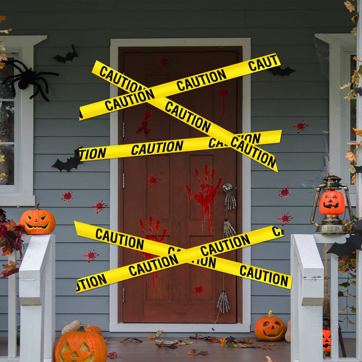 16 Pieces Halloween Crime Scene Decorations Kit Murder Mystery Dinner Party Game Supplies Includes Body Silhouette Crime Scene Tape Evidence Markers and Blody Sticker Home for Crime Scene Party Decor