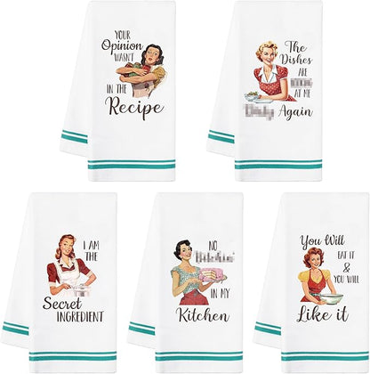 R HORSE 5Pcs Kitchen Dish Towel Funny Joked Themed Kitchen Dishcloth Absorbent