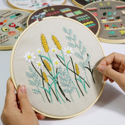 CYANFOUR 6 Stage Embroidery Kit for Beginners Adults, Easy to Learn 38 Different Stitches from Instruction & Video, Needlepoint Kits for Adults with Stamped Embroidery Patterns