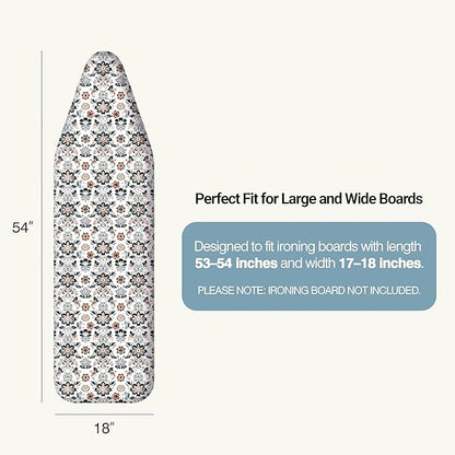 Ironing Board Cover and Pad 18"x54" Extra Thick Natural Cotton, Scorch and