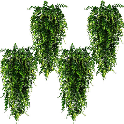 Toprooms Fake Hanging Plants,Artificial Hanging Plant Fake Plants Faux Ivy Vine Wall Hanging Plants Greenery Shelf Home Office Indoor Outdoor Decor (Green, 4 Pcs)