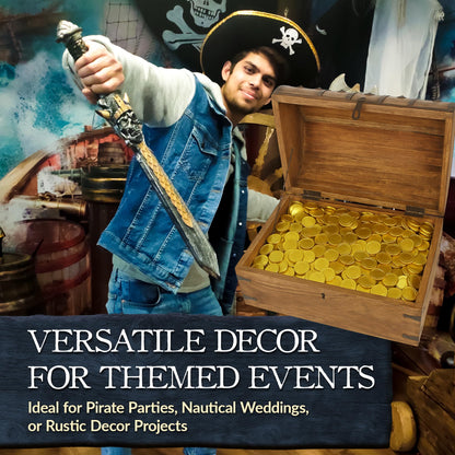 Nautical Cove Handmade Pirate Treasure Chest for Kids Prizes & Classroom with Lock and Skeleton Keys – Lockable Wooden Storage Chest Box, Pirate Decor, Decorative Wooden Box - XXX-Large 21x15.75x15.75