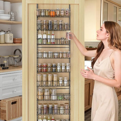 ElegantArray 10-Tier Pantry Door Oragnizer, Over The Door Pantry Organizer Rack and Storage, Hanging Spice Rack Shelves Door, Home Office Laundry Room Bathroom & Kitchen Organization, Deep Gray